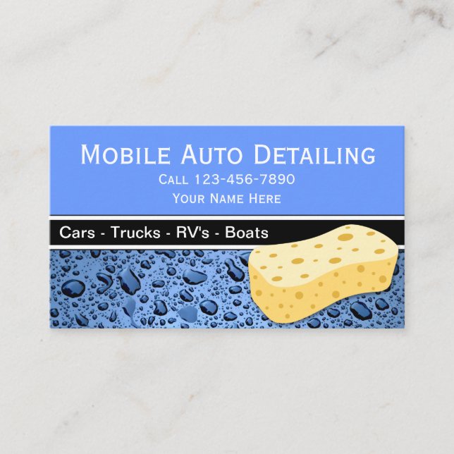 Mobile Auto Detailing Business Cards (Front)