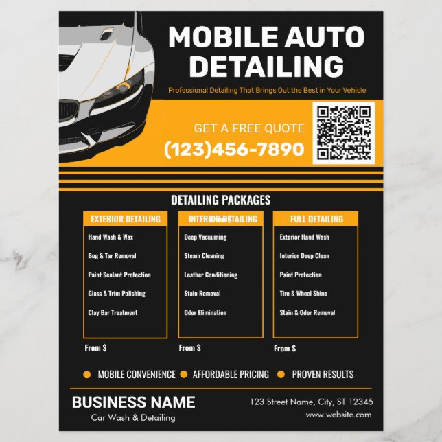 Mobile Auto Detailing Professional Car Wash Flyer (Front)