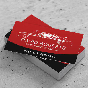 Mobile Auto Detailing Sparkling Muscle Car Wash Business Card