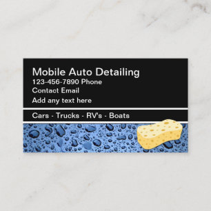 Mobile Auto Detailing Water Drops Business Cards