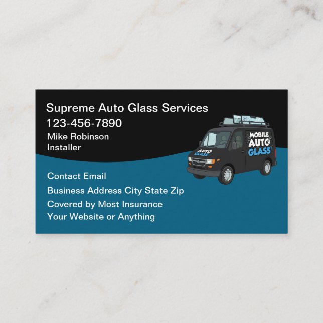 Mobile Auto Glass Repair Services  Business Card (Front)