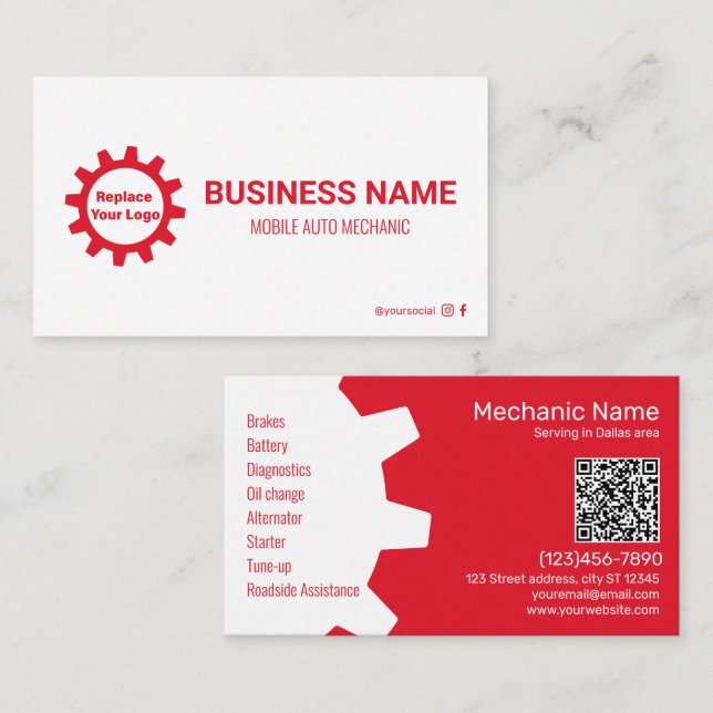 Mobile Auto Mechanic Business Card (Front/Back)