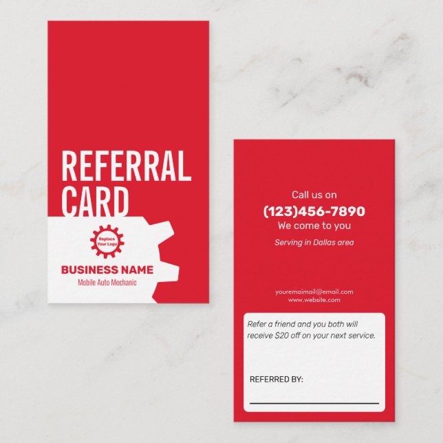 Mobile Auto Mechanic fully custom Referral Card (Front/Back)