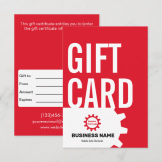 Mobile Auto Mechanic Gift Card