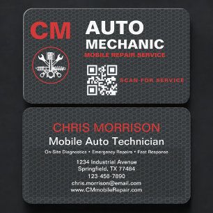 Mobile Auto Mechanic QR Code Business Card