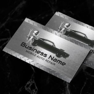Mobile Auto Repair Modern Metal Automotive Car Business Card