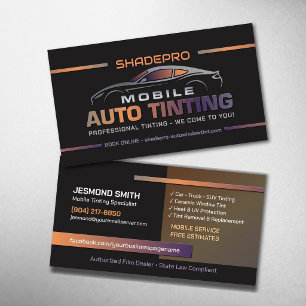 Mobile Auto Tinting Window Film Installer Business Card