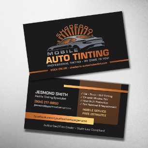 Mobile Auto Tinting Window Film Installer Business Card