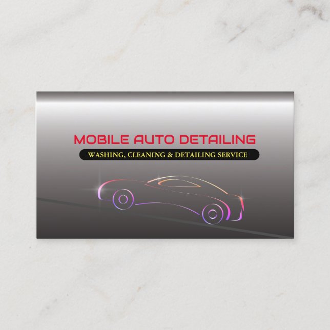 Mobile Auto Washing, Cleaning  & Detailing Silver Business Card (Front)
