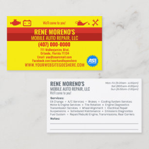 Mobile Automobile Car Repair Mechanic 2 Sided Busi Business Card