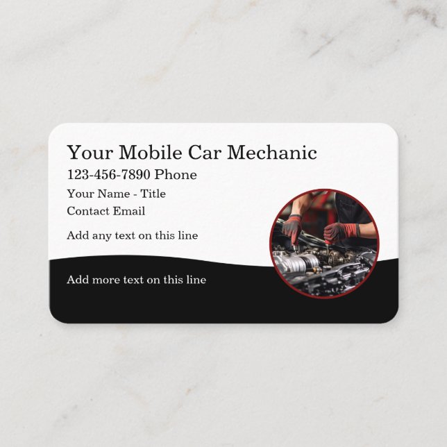 Mobile Automotive Car Mechanic Business Cards (Front)