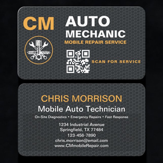 Mobile Automotive Technician QR Code Business Card (Creator Uploaded)