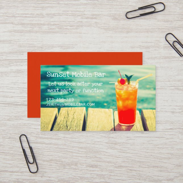 Mobile bar or bartender business business card (Front/Back In Situ)