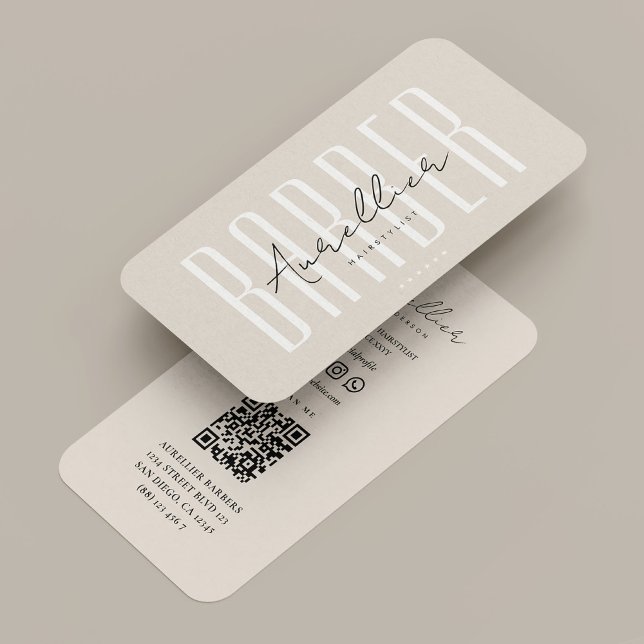 Mobile Barber Barbershop Sand Script Minimal Business Card (Mobile Barber Barbershop Sand Script Minimal Business Card
)