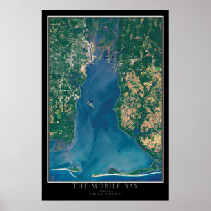 Mobile Bay Alabama Satellite Poster Map