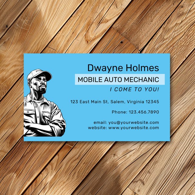 Mobile Black Auto Mechanic Automobile Wheel Business Card (Creator Uploaded)