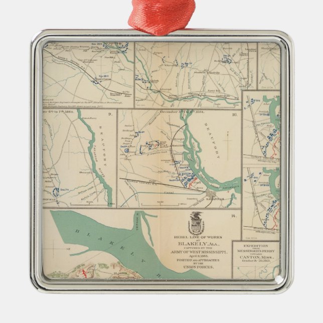 Mobile, Blakely, Messinger's Ferry-Canton Metal Tree Decoration (Front)