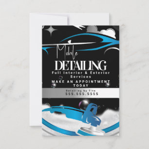 Mobile Car Detailing Logo Blue Invitation