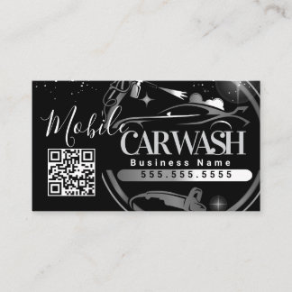 Mobile Car Wash Detail - Business Logo QR Code B Business Card