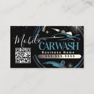 Mobile Car Wash Detail - Business Logo QR Code  Business Card