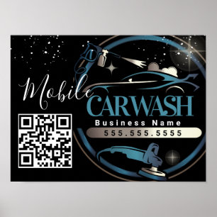 Mobile Car Wash Detail - Business Logo QR Code  Poster