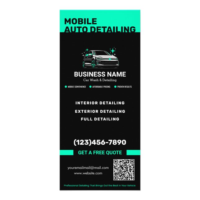 Mobile Car Wash & Detailing Custom Rack Card (Front)