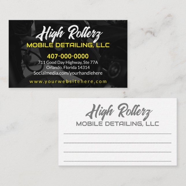 Mobile Car Wash Detailing Pressure Washing  Busine Business Card (Front/Back)