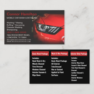 Mobile Car Wash Detailing Pressure Washing Business Card