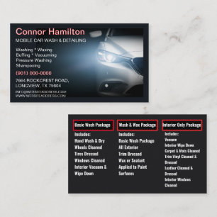 Mobile Car Wash Detailing Pressure Washing  Business Card