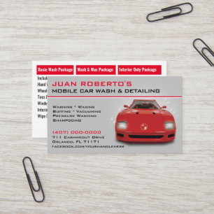 Mobile Car Wash Detailing Pressure Washing Business Card