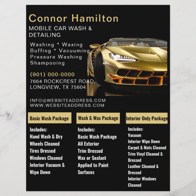 Mobile Car Wash Detailing Pressure Washing  Flyer (Front)