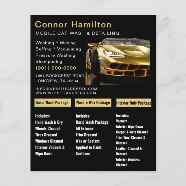 Mobile Car Wash Detailing Pressure Washing  Flyer (Front)