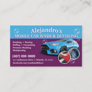Mobile Car Wash & Detailing - Pressure Washing Tem Business Card