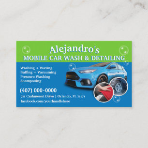 Mobile Car Wash & Detailing - Pressure Washing Tem Business Card