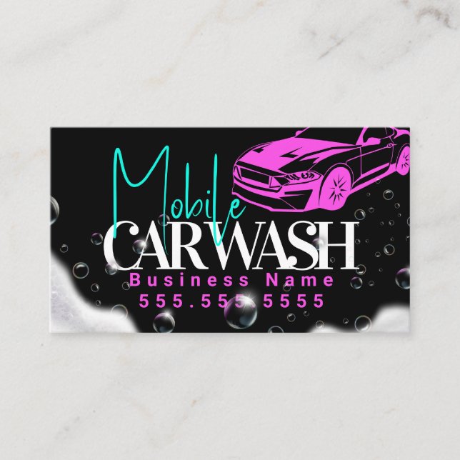 Mobile Car Wash Vehicle Detailing Business Card (Front)
