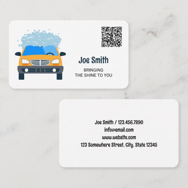 Mobile Car Washing Custom QR Business Card (Front/Back)