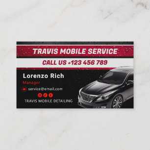 Mobile Detailing Business   Modern Black Red Card