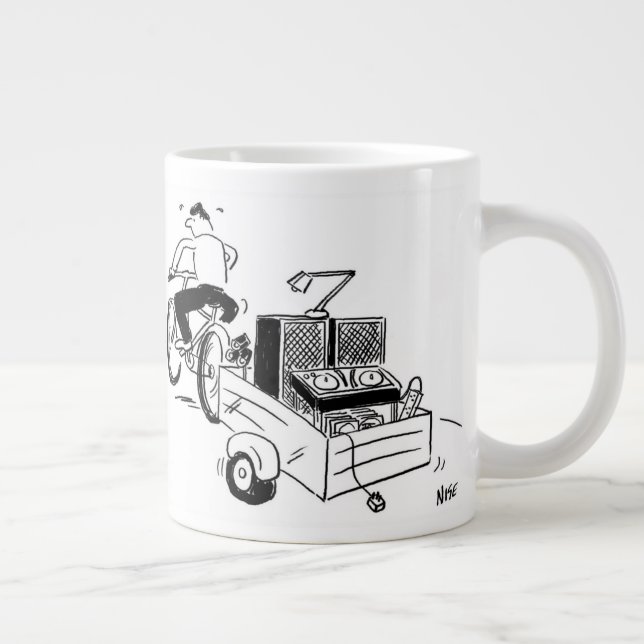 Mobile DJ Cartoon Coffee Large Coffee Mug (Right)
