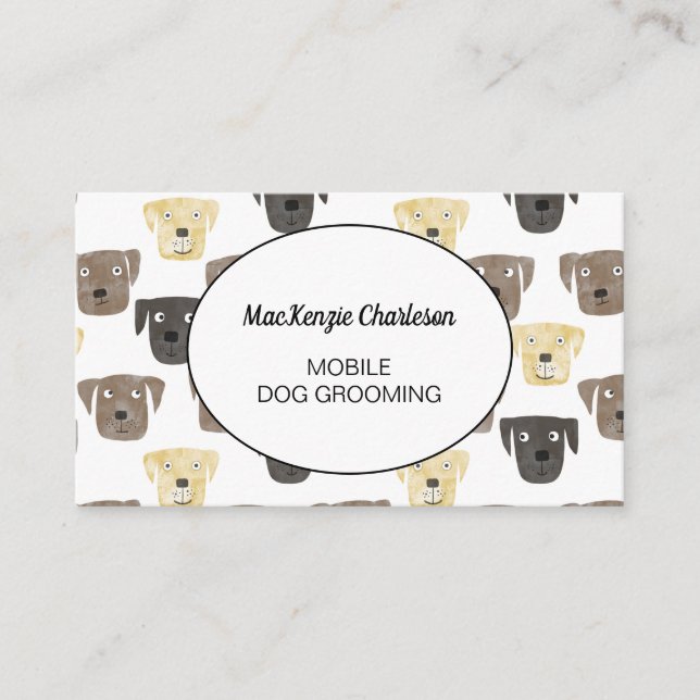Mobile Dog Grooming Labrador Retriever Dog Business Card (Front)