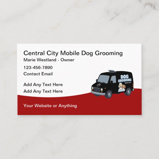 Mobile Dog Grooming Modern Business Cards (Front)