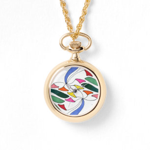 Mobile fan "blades" in multiple colours on white watch