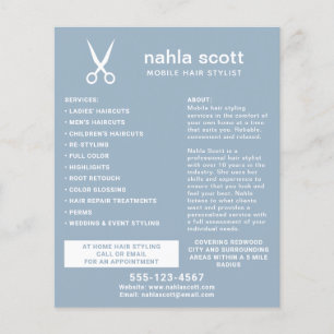 Mobile Hair Stylist Scissors Modern Blue Flyer