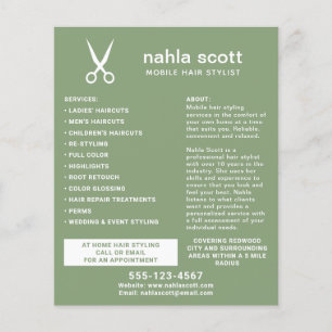 Mobile Hair Stylist Scissors Modern Green Flyer