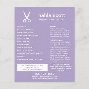 Mobile Hair Stylist Scissors Modern Purple Flyer