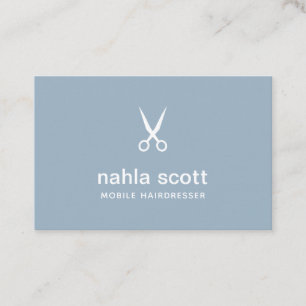 Mobile Hairdresser Dusty Blue Scissors UK/Euro Business Card