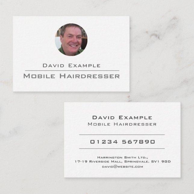 Mobile Hairdresser with Photo of Holder Business Card (Front/Back)