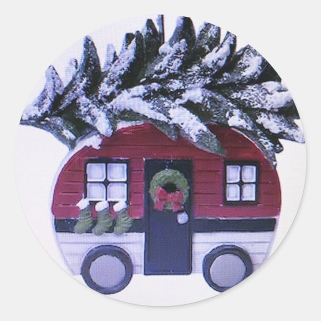 **MOBILE HOME ** CHRISTMAS CLASSIC ROUND STICKER (Front)