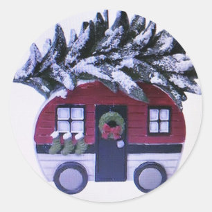 **MOBILE HOME ** CHRISTMAS CLASSIC ROUND STICKER