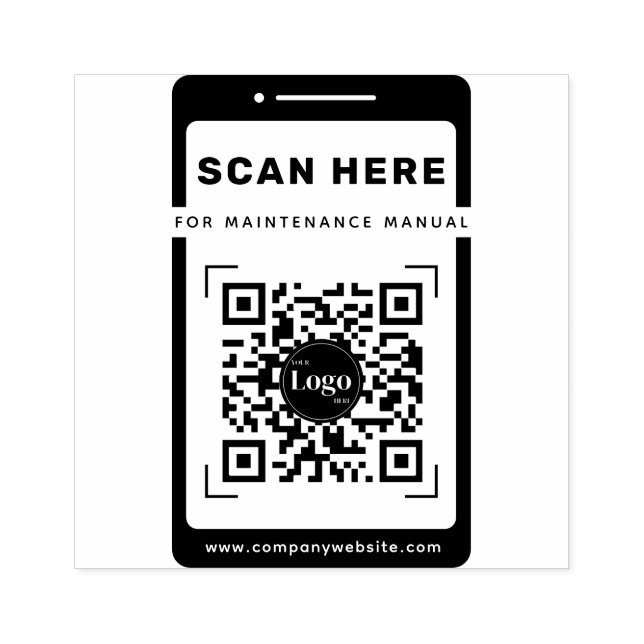 Mobile Icon Qr Code Scan Me Maintenance Manual Rubber Stamp (Imprint)