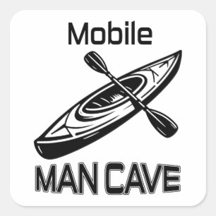 Mobile Man Cave Kayak Square Sticker